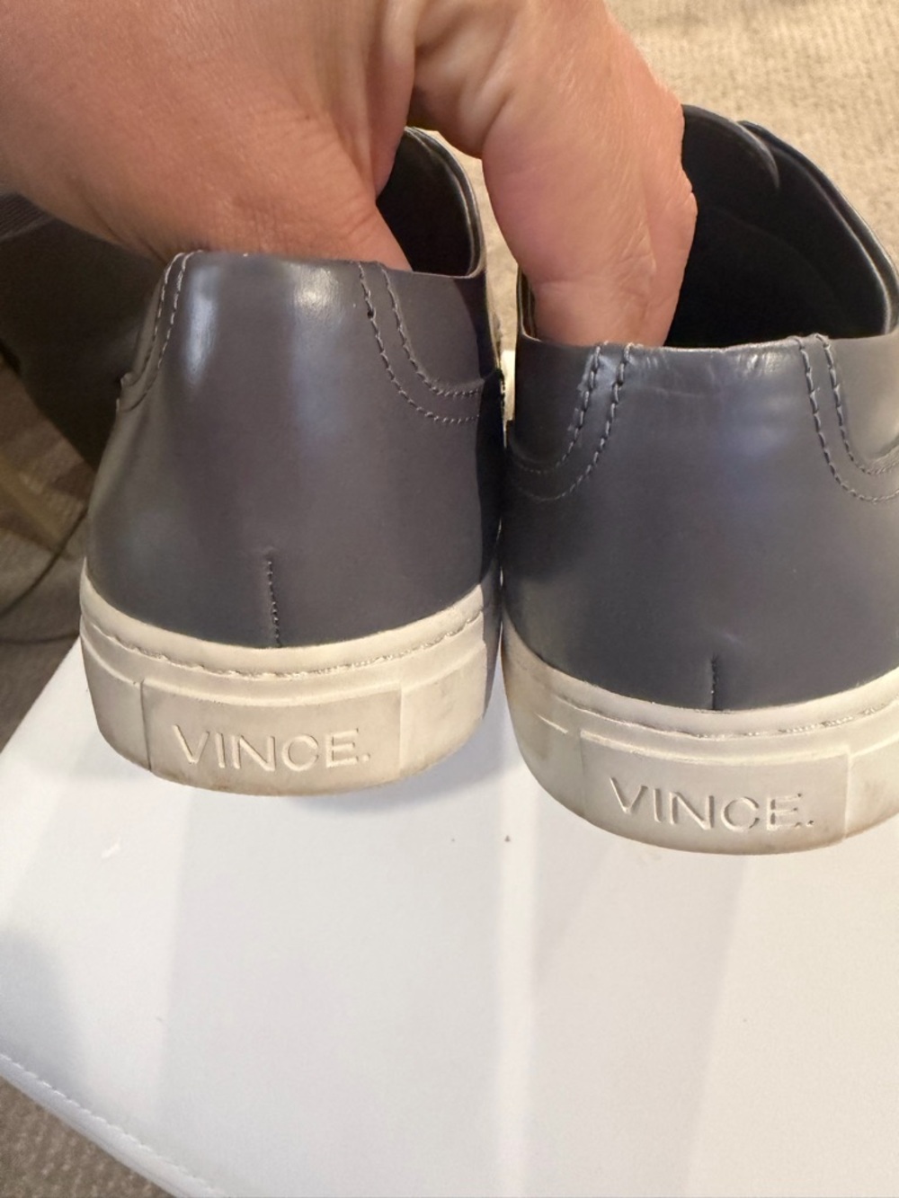 Slip-On Leather Sneakers in Dark Gray - Casual Shoes